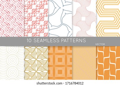Simple geometric texture. Collection of seamless geometric minimalistic patterns. Backgrounds and wallpapers. Textile ornament. Properly grouped and layered drag and drop to the swatch pallet.