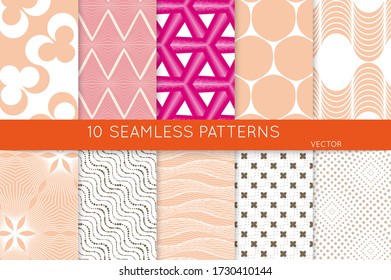 Simple geometric texture. Collection of seamless geometric minimalistic patterns. Backgrounds and wallpapers. Textile ornament. Properly grouped and layered drag and drop to the swatch pallet.