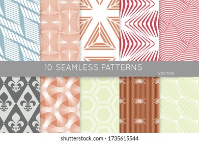 Einfache geometrische Struktur. Sammlung nahtloser geometrischer minimalistischer Muster. Hintergrund und Hintergrundbilder. Textilverzierungen. Richtig gruppiert und überlagert ziehen und auf die Uhrenpalette ablegen.