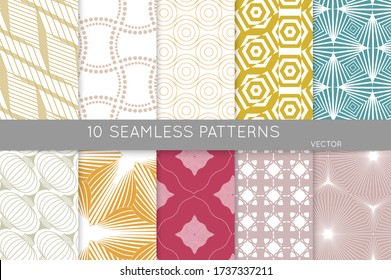 Simple geometric texture. Collection of seamless geometric minimalistic patterns. Backgrounds and wallpapers. Textile ornament. Properly grouped and layered drag and drop to the swatch pallet.
