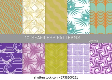 Simple geometric texture. Collection of seamless geometric minimalistic patterns. Backgrounds and wallpapers. Textile ornament. Properly grouped and layered drag and drop to the swatch pallet.