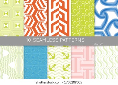 Simple geometric texture. Collection of seamless geometric minimalistic patterns. Backgrounds and wallpapers. Textile ornament. Properly grouped and layered drag and drop to the swatch pallet.