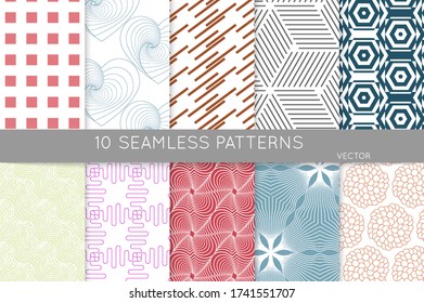 Simple geometric texture. Collection of seamless geometric minimalistic patterns. Backgrounds and wallpapers. Textile ornament. Properly grouped and layered drag and drop to the swatch pallet.