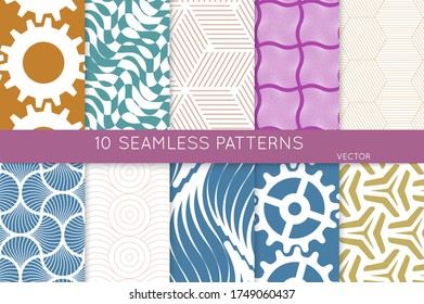 Simple geometric texture. Collection of seamless geometric minimalistic patterns. Backgrounds and wallpapers. Textile ornament. Properly grouped and layered drag and drop to the swatch pallet.