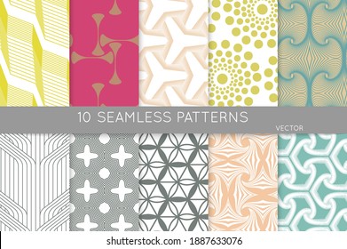 Simple geometric texture. Collection of seamless geometric minimalistic patterns. Backgrounds and wallpapers. Textile ornament. Properly grouped and layered drag and drop to the swatch pallet.
