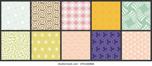 Sencilla textura geométrica. Colección de patrones minimalistas geométricos sin fisuras. Fondos y tapices. Ornamento textil. Arrastrar y soltar correctamente agrupados y estratificados al pallet de muestra.