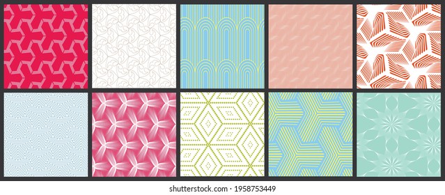 Simple geometric texture. Collection of seamless geometric minimalistic patterns. Backgrounds and wallpapers. Textile ornament. Properly grouped and layered drag and drop to the swatch pallet.