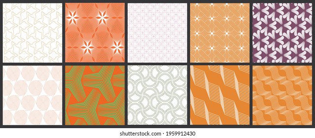Simple geometric texture. Collection of seamless geometric minimalistic patterns. Backgrounds and wallpapers. Textile ornament. Properly grouped and layered drag and drop to the swatch pallet.