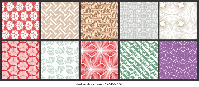 Simple geometric texture. Collection of seamless geometric minimalistic patterns. Backgrounds and wallpapers. Textile ornament. Properly grouped and layered drag and drop to the swatch pallet.