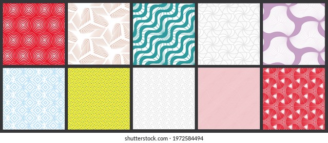 Simple geometric texture. Collection of seamless geometric minimalistic patterns. Backgrounds and wallpapers. Textile ornament. Properly grouped and layered drag and drop to the swatch pallet.