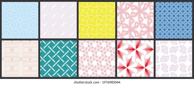 Simple geometric texture. Collection of seamless geometric minimalistic patterns. Backgrounds and wallpapers. Textile ornament. Properly grouped and layered drag and drop to the swatch pallet.