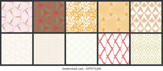 Simple geometric texture. Collection of seamless geometric minimalistic patterns. Backgrounds and wallpapers. Textile ornament. Properly grouped and layered drag and drop to the swatch pallet.