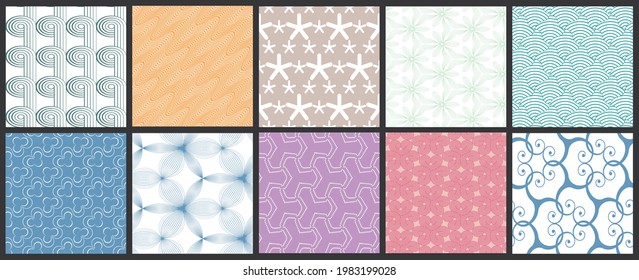 Simple geometric texture. Collection of seamless geometric minimalistic patterns. Backgrounds and wallpapers. Textile ornament. Properly grouped and layered drag and drop to the swatch pallet.