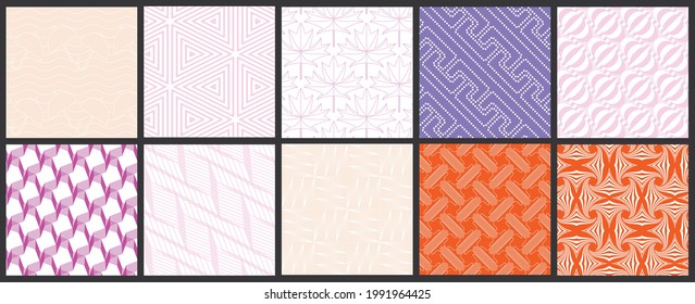 Simple geometric texture. Collection of seamless geometric minimalistic patterns. Backgrounds and wallpapers. Textile ornament. Properly grouped and layered drag and drop to the swatch pallet.