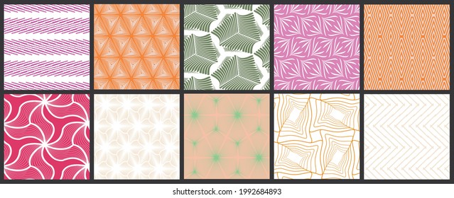 Simple geometric texture. Collection of seamless geometric minimalistic patterns. Backgrounds and wallpapers. Textile ornament. Properly grouped and layered drag and drop to the swatch pallet.