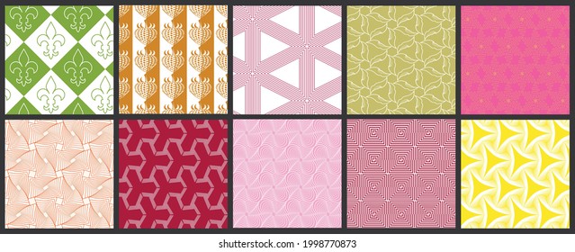 Simple geometric texture. Collection of seamless geometric minimalistic patterns. Backgrounds and wallpapers. Textile ornament. Properly grouped and layered drag and drop to the swatch pallet.