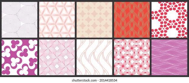 Simple geometric texture. Collection of seamless geometric minimalistic patterns. Backgrounds and wallpapers. Textile ornament. Properly grouped and layered drag and drop to the swatch pallet.