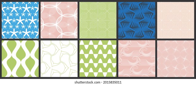 Simple geometric texture. Collection of seamless geometric minimalistic patterns. Backgrounds and wallpapers. Textile ornament. Properly grouped and layered drag and drop to the swatch pallet.