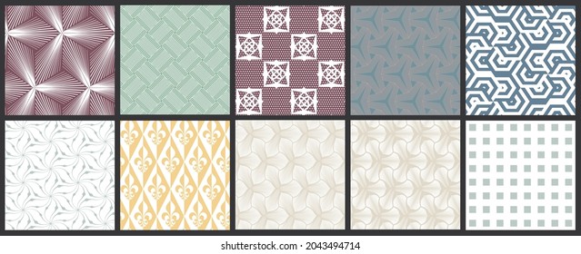 Simple geometric texture. Collection of seamless geometric minimalistic patterns. Backgrounds and wallpapers. Textile ornament. Properly grouped and layered drag and drop to the swatch pallet.