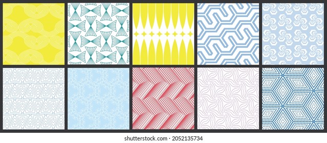 Simple geometric texture. Collection of seamless geometric minimalistic patterns. Backgrounds and wallpapers. Textile ornament. Properly grouped and layered drag and drop to the swatch pallet.