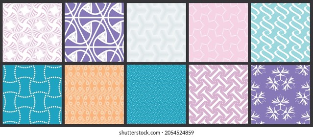 Sencilla textura geométrica. Colección de patrones minimalistas geométricos sin fisuras. Fondos y tapices. Ornamento textil. Arrastrar y soltar correctamente agrupados y estratificados al pallet de muestra.
