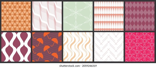 Simple geometric texture. Collection of seamless geometric minimalistic patterns. Backgrounds and wallpapers. Textile ornament. Properly grouped and layered drag and drop to the swatch pallet.