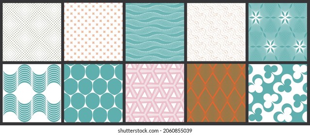 Simple geometric texture. Collection of seamless geometric minimalistic patterns. Backgrounds and wallpapers. Textile ornament. Properly grouped and layered drag and drop to the swatch pallet.