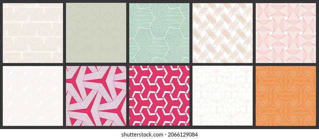 Simple geometric texture. Collection of seamless geometric minimalistic patterns. Backgrounds and wallpapers. Textile ornament. Properly grouped and layered drag and drop to the swatch pallet.