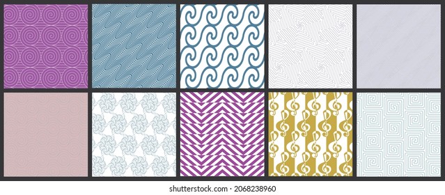 Simple geometric texture. Collection of seamless geometric minimalistic patterns. Backgrounds and wallpapers. Textile ornament. Properly grouped and layered drag and drop to the swatch pallet.