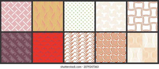 Simple geometric texture. Collection of seamless geometric minimalistic patterns. Backgrounds and wallpapers. Textile ornament. Properly grouped and layered drag and drop to the swatch pallet.