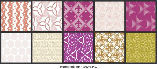 Simple geometric texture. Collection of seamless geometric minimalistic patterns. Backgrounds and wallpapers. Textile ornament. Properly grouped and layered drag and drop to the swatch pallet.