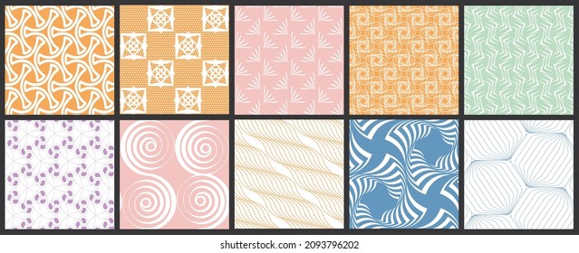 Simple geometric texture. Collection of seamless geometric minimalistic patterns. Backgrounds and wallpapers. Textile ornament. Properly grouped and layered drag and drop to the swatch pallet.