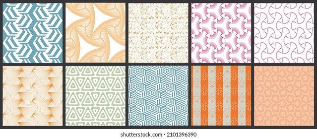 Simple geometric texture. Collection of seamless geometric minimalistic patterns. Backgrounds and wallpapers. Textile ornament. Properly grouped and layered drag and drop to the swatch pallet.