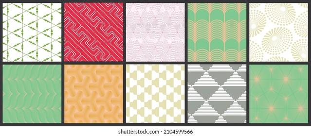 Simple geometric texture. Collection of seamless geometric minimalistic patterns. Backgrounds and wallpapers. Textile ornament. Properly grouped and layered drag and drop to the swatch pallet.