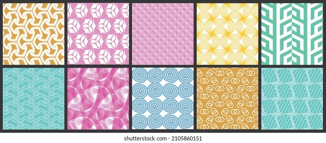 Simple geometric texture. Collection of seamless geometric minimalistic patterns. Backgrounds and wallpapers. Textile ornament. Properly grouped and layered drag and drop to the swatch pallet.