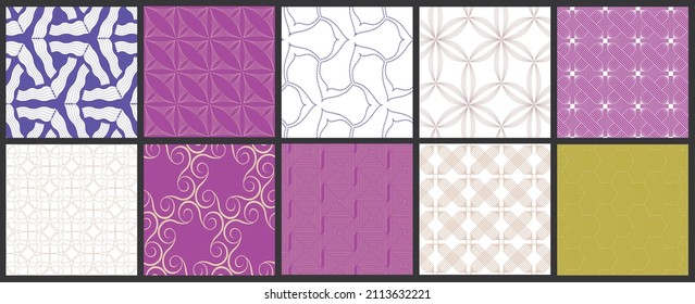 Simple geometric texture. Collection of seamless geometric minimalistic patterns. Backgrounds and wallpapers. Textile ornament. Properly grouped and layered drag and drop to the swatch pallet.