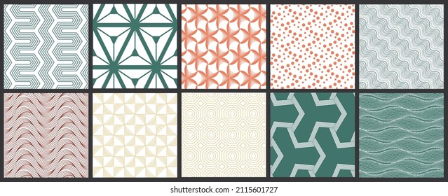 Simple geometric texture. Collection of seamless geometric minimalistic patterns. Backgrounds and wallpapers. Textile ornament. Properly grouped and layered drag and drop to the swatch pallet.