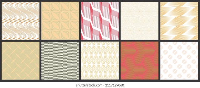Simple geometric texture. Collection of seamless geometric minimalistic patterns. Backgrounds and wallpapers. Textile ornament. Properly grouped and layered drag and drop to the swatch pallet.