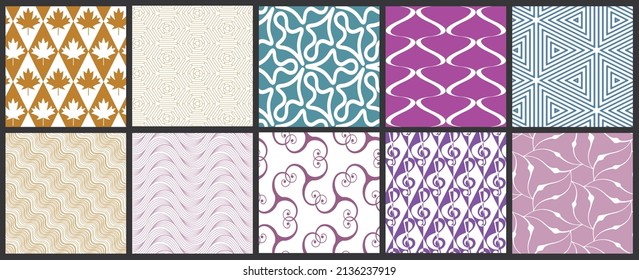 Simple geometric texture. Collection of seamless geometric minimalistic patterns. Backgrounds and wallpapers. Textile ornament. Properly grouped and layered drag and drop to the swatch pallet.