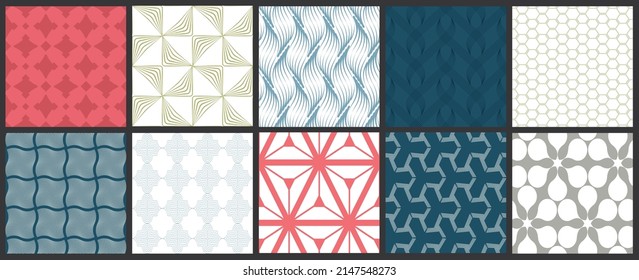 Simple geometric texture. Collection of seamless geometric minimalistic patterns. Backgrounds and wallpapers. Textile ornament. Properly grouped and layered drag and drop to the swatch pallet.