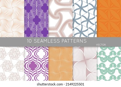 Simple geometric texture. Collection of seamless geometric minimalistic patterns. Backgrounds and wallpapers. Textile ornament. Properly grouped and layered drag and drop to the swatch pallet.