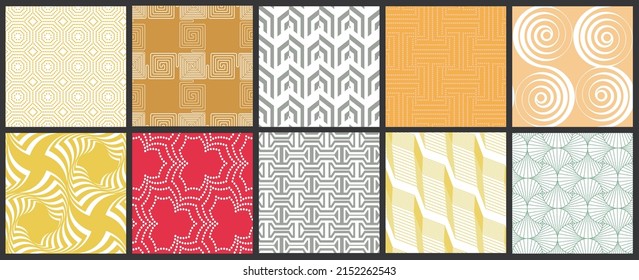 Simple geometric texture. Collection of seamless geometric minimalistic patterns. Backgrounds and wallpapers. Textile ornament. Properly grouped and layered drag and drop to the swatch pallet.