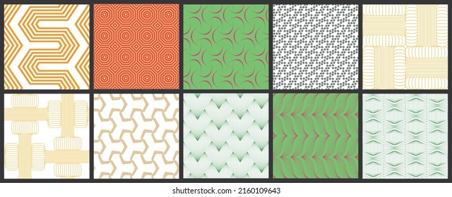Simple geometric texture. Collection of seamless geometric minimalistic patterns. Backgrounds and wallpapers. Textile ornament. Properly grouped and layered drag and drop to the swatch pallet.