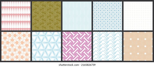 Simple geometric texture. Collection of seamless geometric minimalistic patterns. Backgrounds and wallpapers. Textile ornament. Properly grouped and layered drag and drop to the swatch pallet.