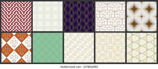 Simple geometric texture. Collection of seamless geometric minimalistic patterns. Backgrounds and wallpapers. Textile ornament. Properly grouped and layered drag and drop to the swatch pallet.