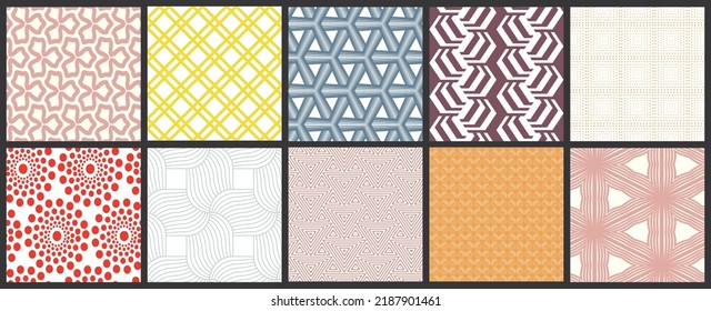 Simple geometric texture. Collection of seamless geometric minimalistic patterns. Backgrounds and wallpapers. Textile ornament. Properly grouped and layered drag and drop to the swatch pallet.