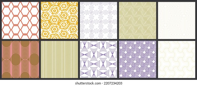 Simple geometric texture. Collection of seamless geometric minimalistic patterns. Backgrounds and wallpapers. Textile ornament. Properly grouped and layered drag and drop to the swatch pallet.