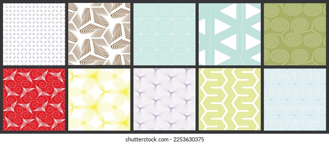 Simple geometric texture. Collection of seamless geometric minimalistic patterns. Backgrounds and wallpapers. Textile ornament. Properly grouped and layered drag and drop to the swatch pallet.