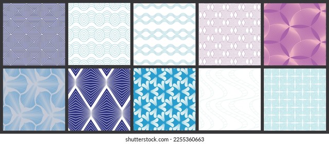 Simple geometric texture. Collection of seamless geometric minimalistic patterns. Backgrounds and wallpapers. Textile ornament. Properly grouped and layered drag and drop to the swatch pallet.