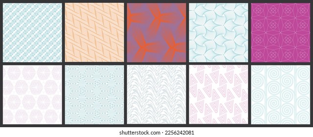 Simple geometric texture. Collection of seamless geometric minimalistic patterns. Backgrounds and wallpapers. Textile ornament. Properly grouped and layered drag and drop to the swatch pallet.